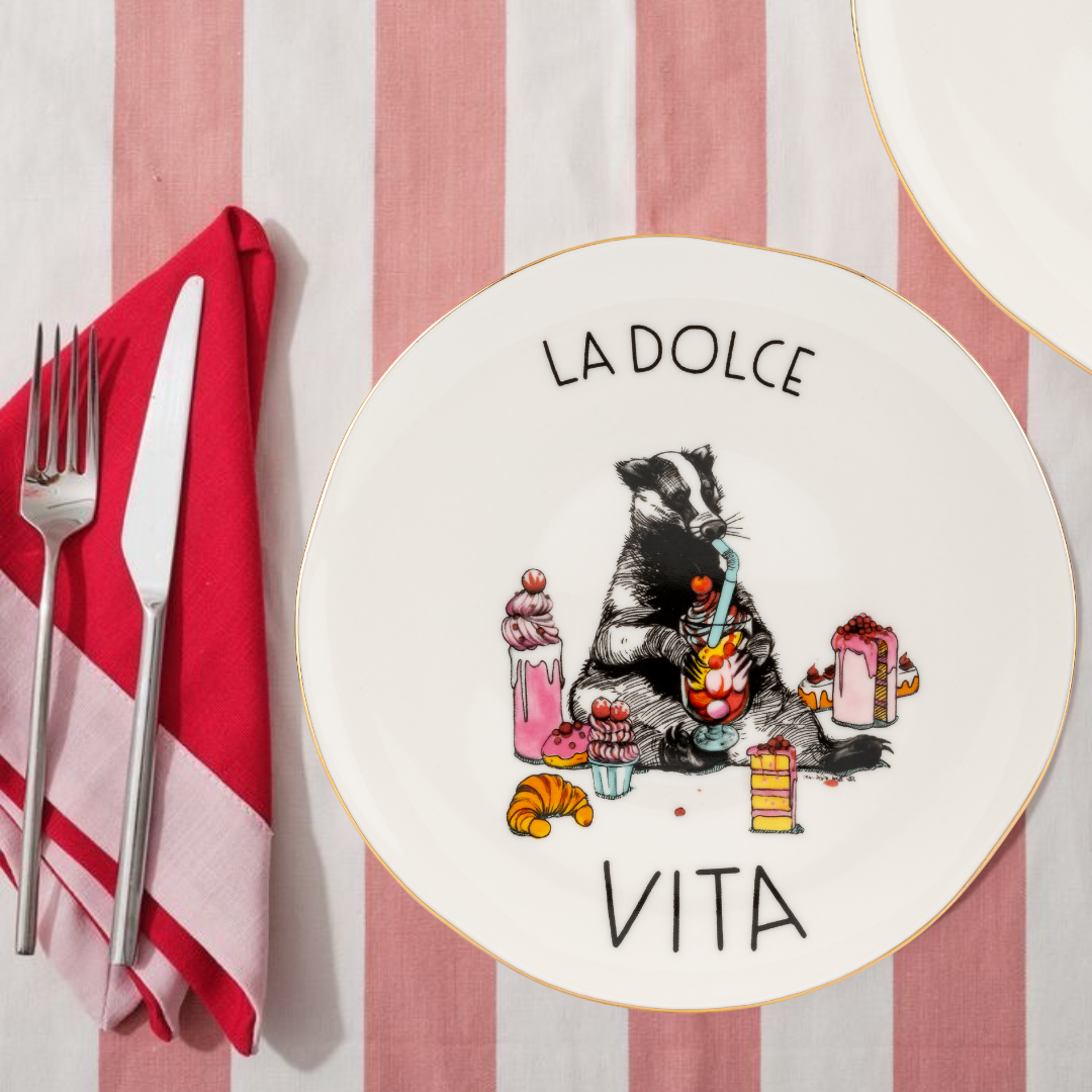 La Dolce Vita Altın Kaplama Porselen Tabak