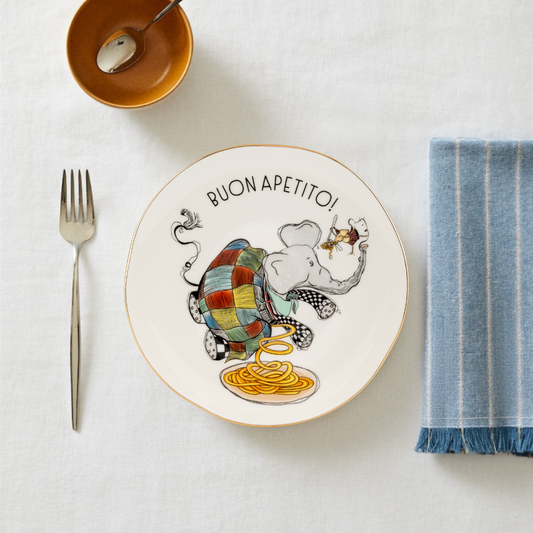 Buon Apetito Altın Kaplama Porselen Tabak