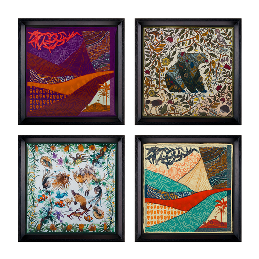 Avustralya Seyahati 4'lü İpek Beyaz Tablo Set