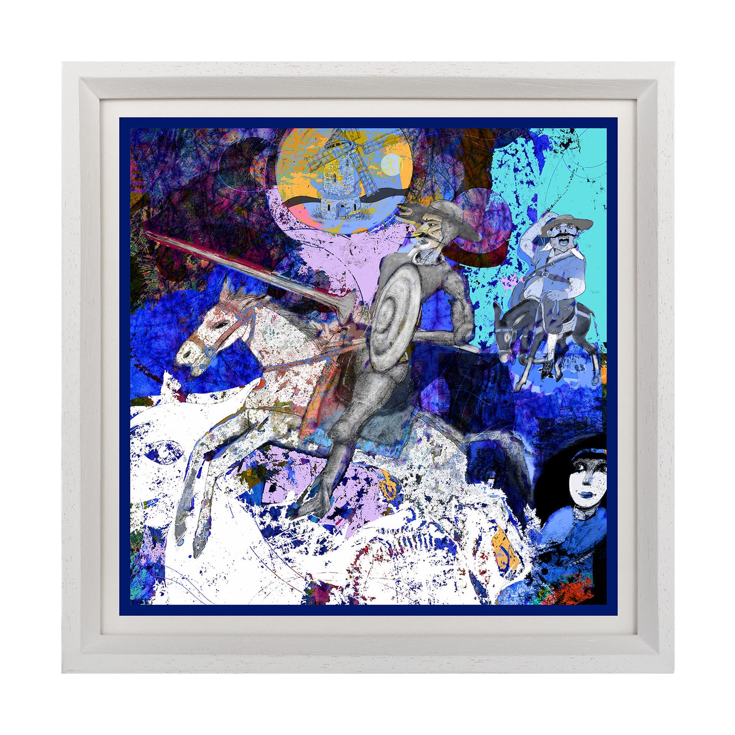 Italy Travel White Framed Silk Scarf Set of 4