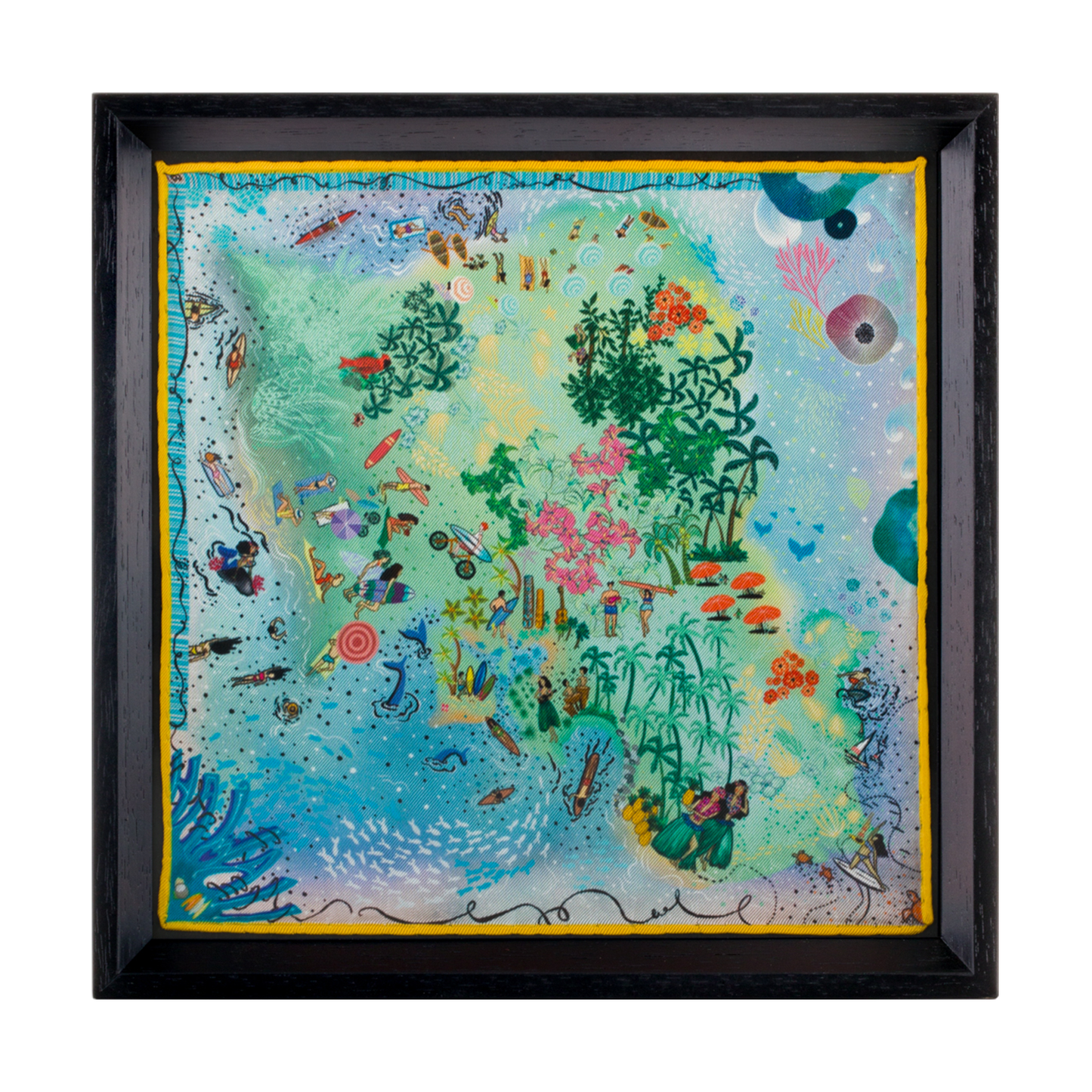 Aloha Beach Life White Framed Silk Scarf
