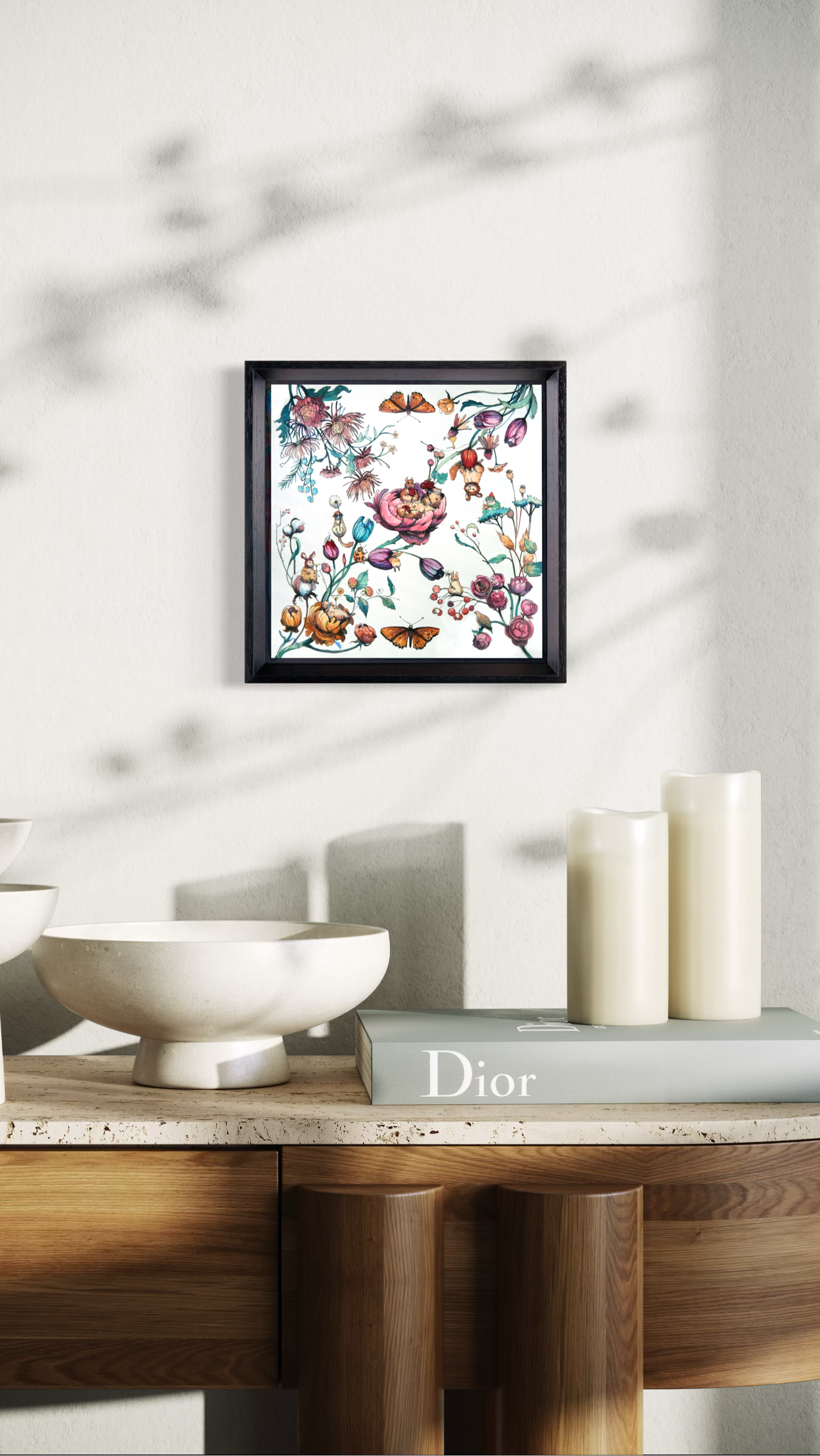 Tales of Flowers Silk Interior Wooden Wall Decor