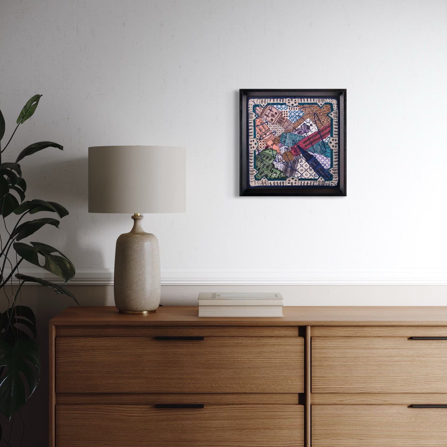 Colesseum Italy White Framed Large Silk Scarf