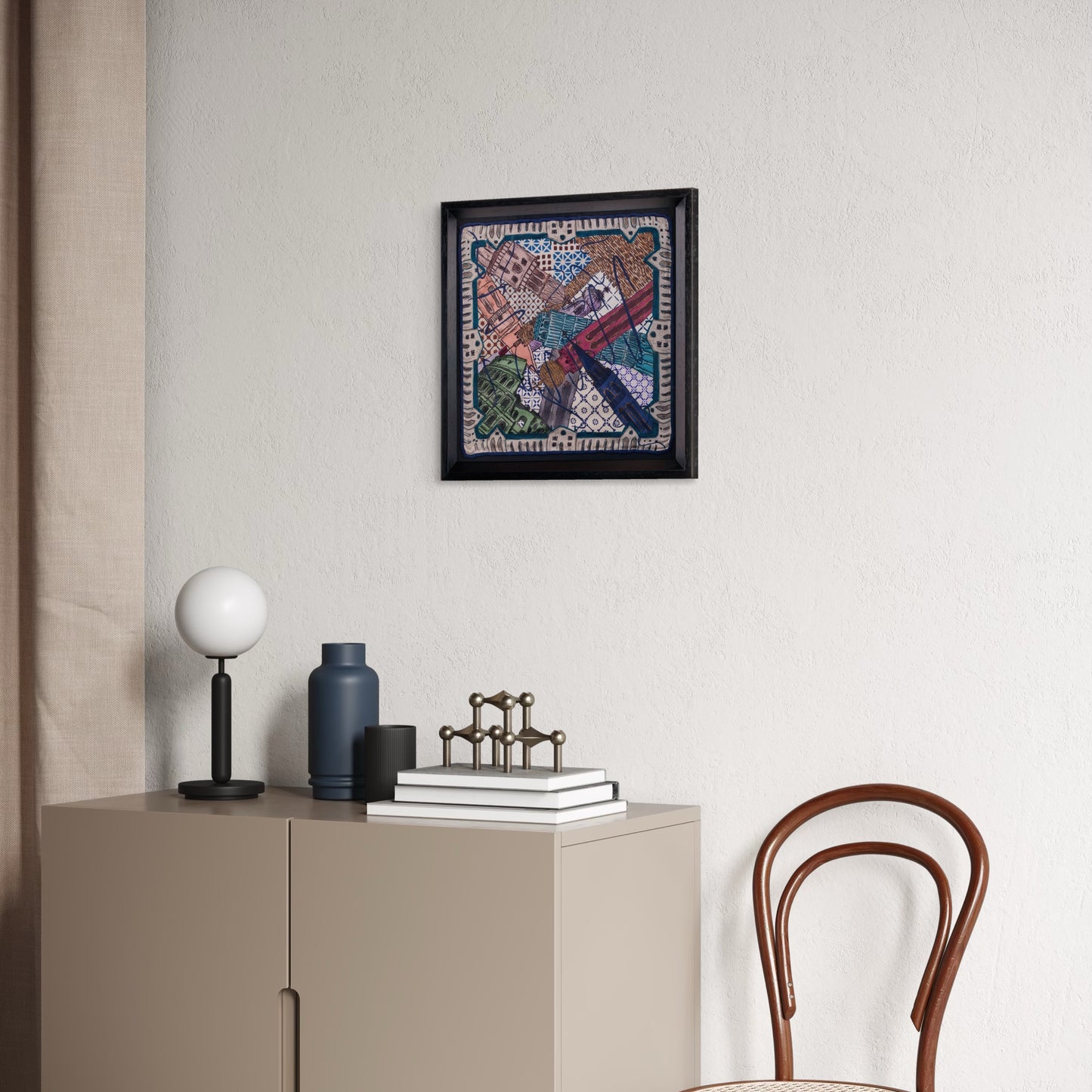 Colesseum Italy White Framed Large Silk Scarf