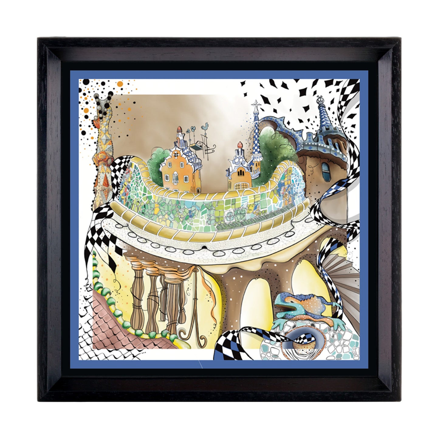 Italy Travel White Framed Silk Scarf Set of 4