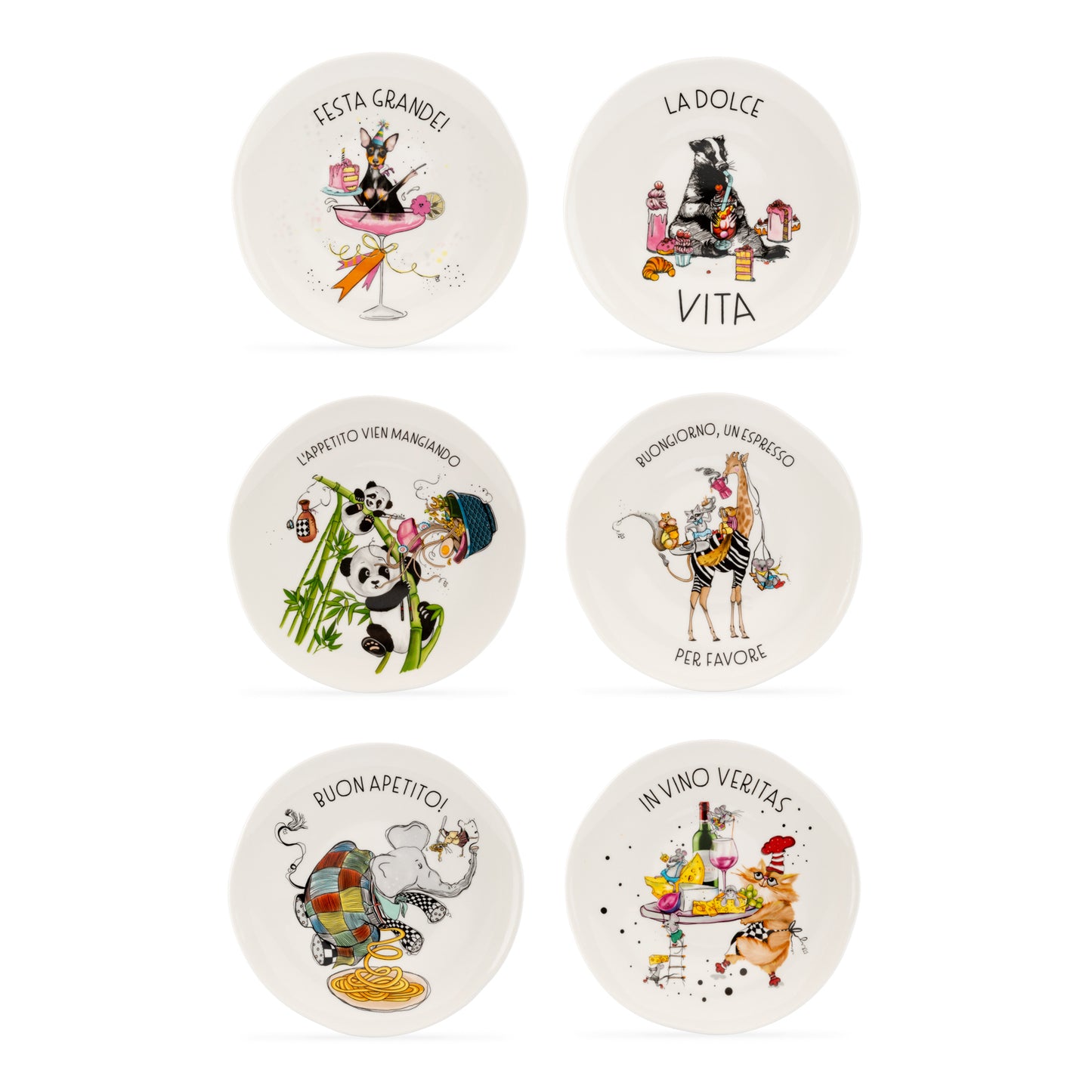 Mamma Mia Porcelain Set of 6 Plates