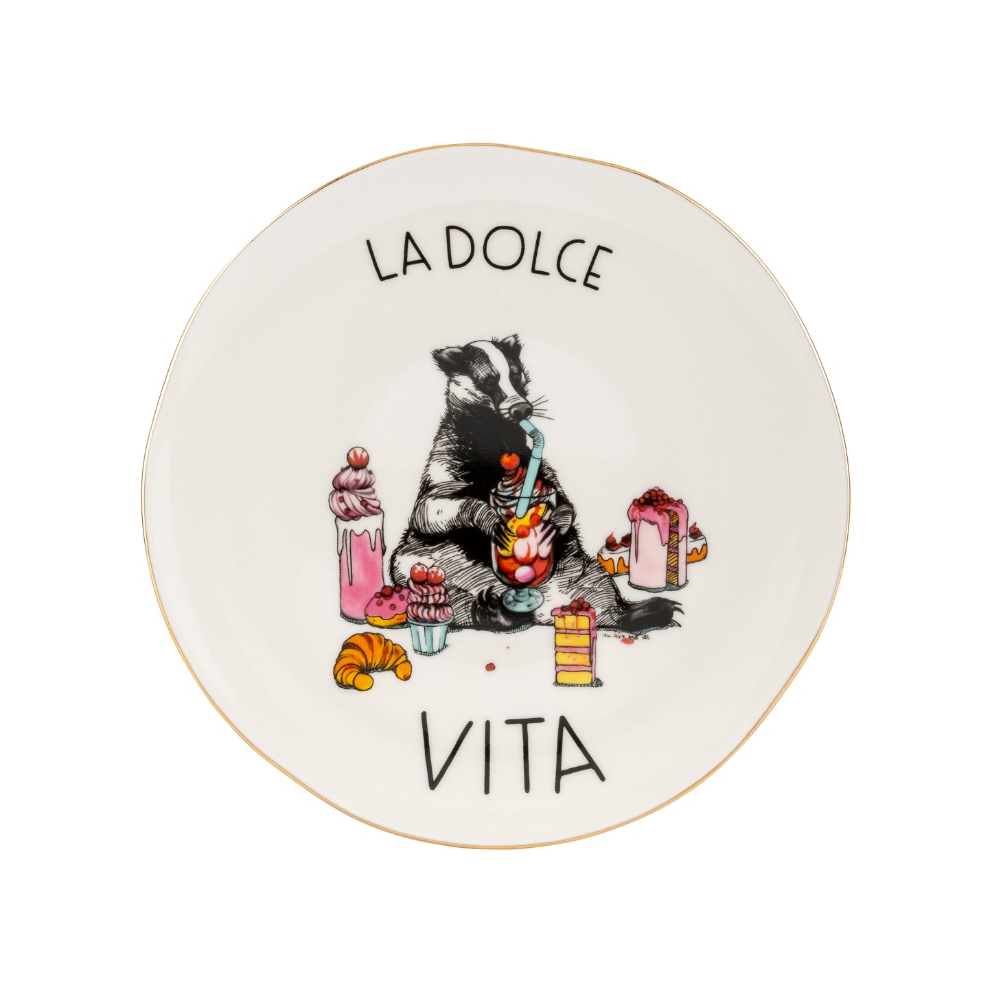 Mamma Mia Gold Plated Porcelain Set of 6 Plates