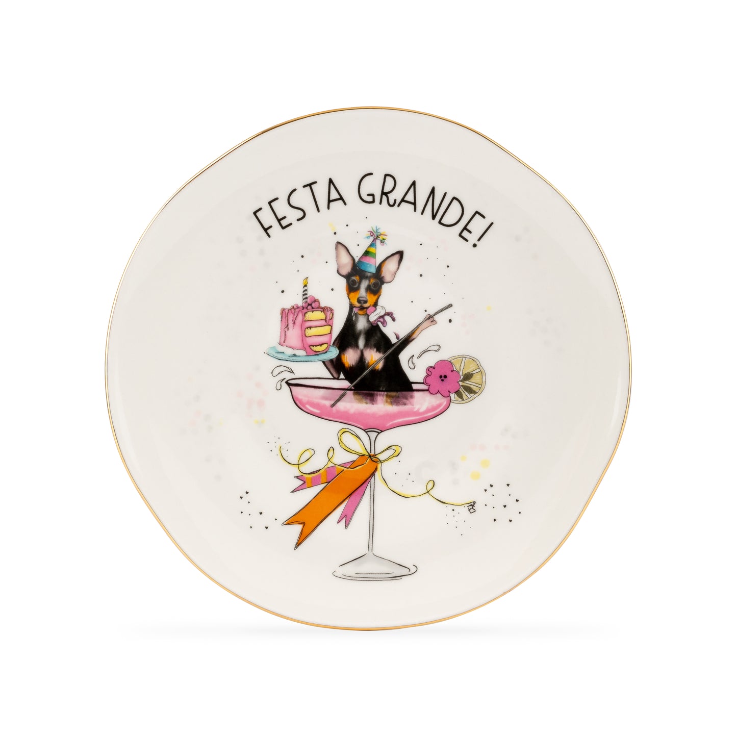 Mamma Mia Gold Plated Porcelain Set of 6 Plates