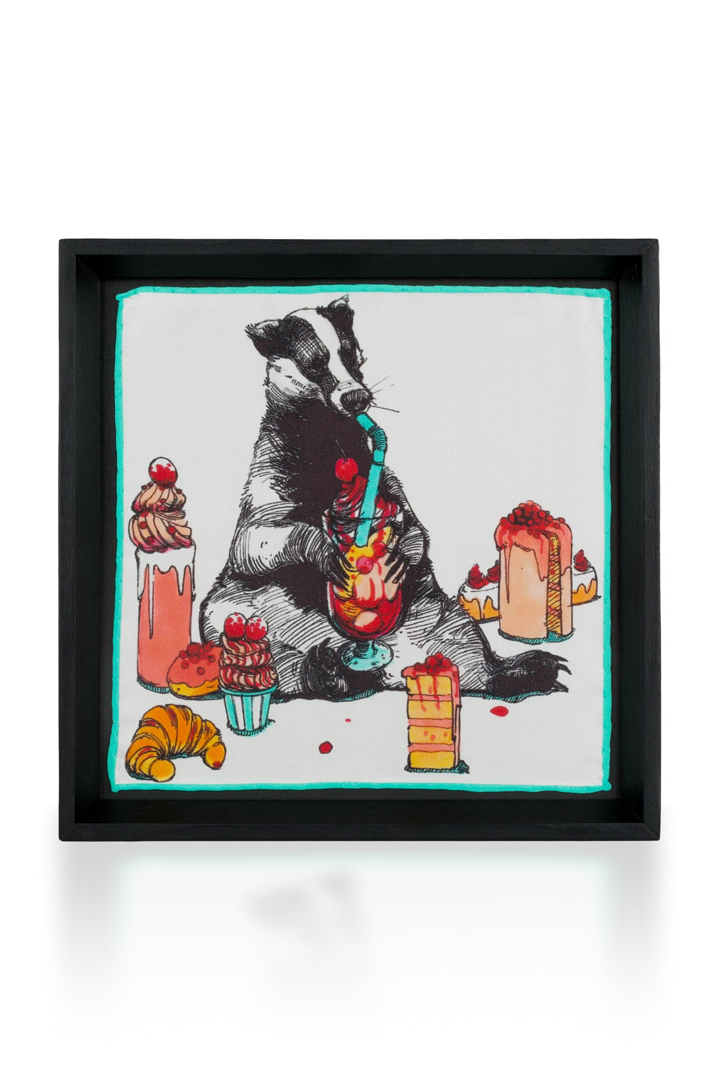 La Dolce Vita Black Framed Silk Scarf