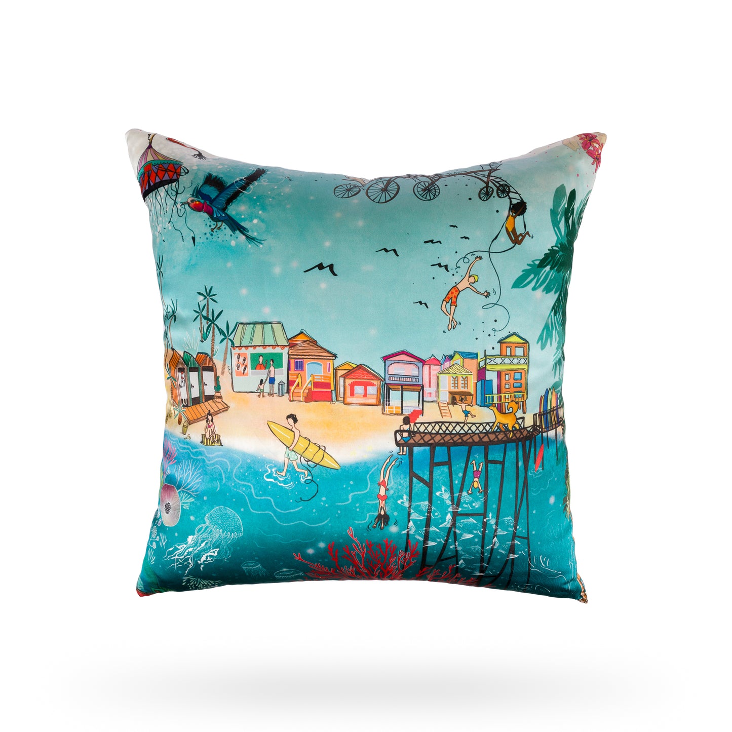 Hawaiian Beaches Silk Decorative Pillow