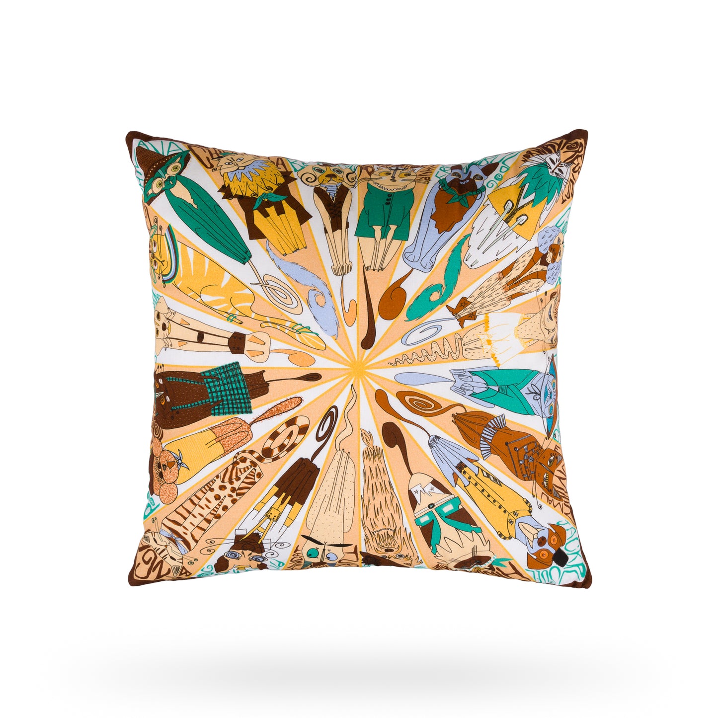 Cat and Dog Patterned Decorative Pillow