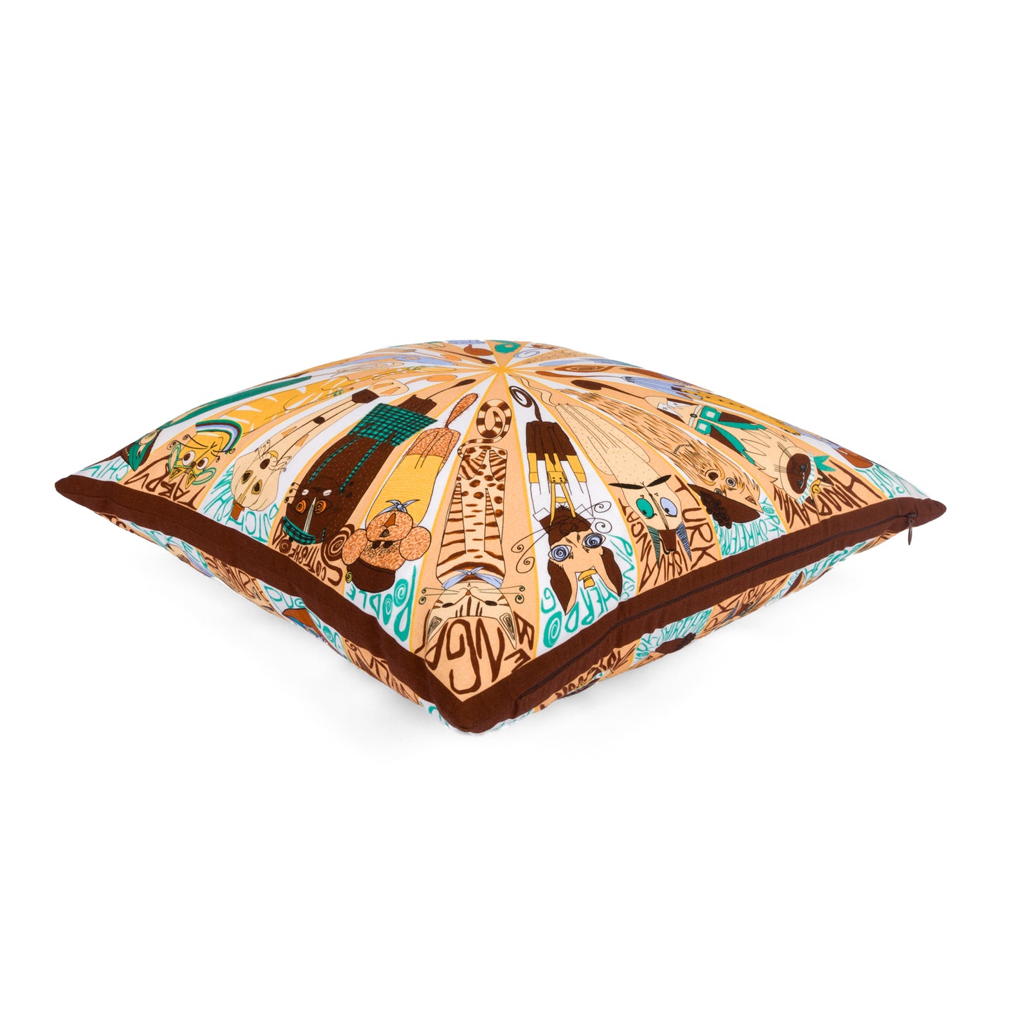 Cat and Dog Patterned Decorative Pillow