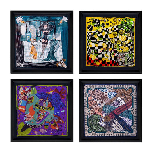 İtalya Seyahat 4'lü İpek Beyaz Tablo Seti