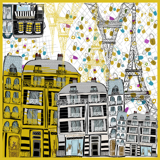 Eiffel & Paris Aşk Kilitleri İpek Beyaz Tablo