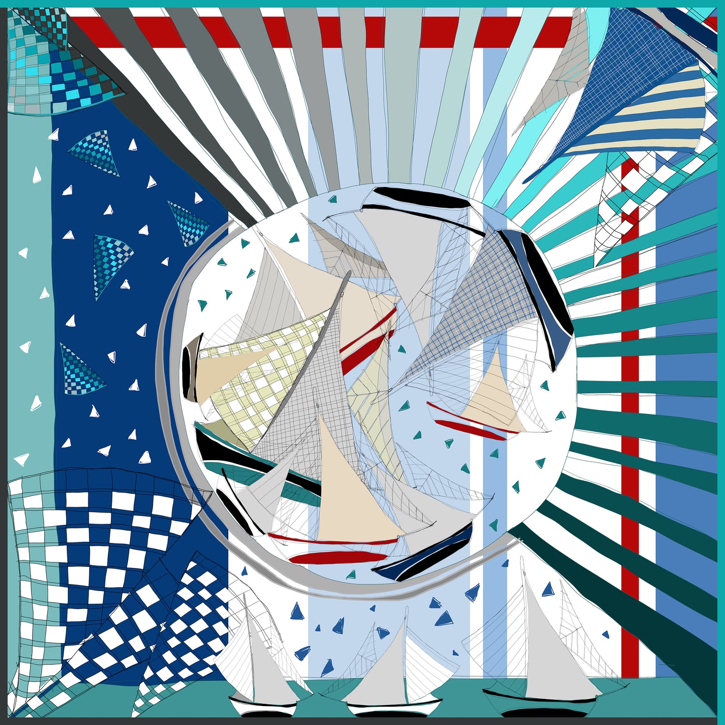 France Les Bravades Festival White Framed Silk Scarf