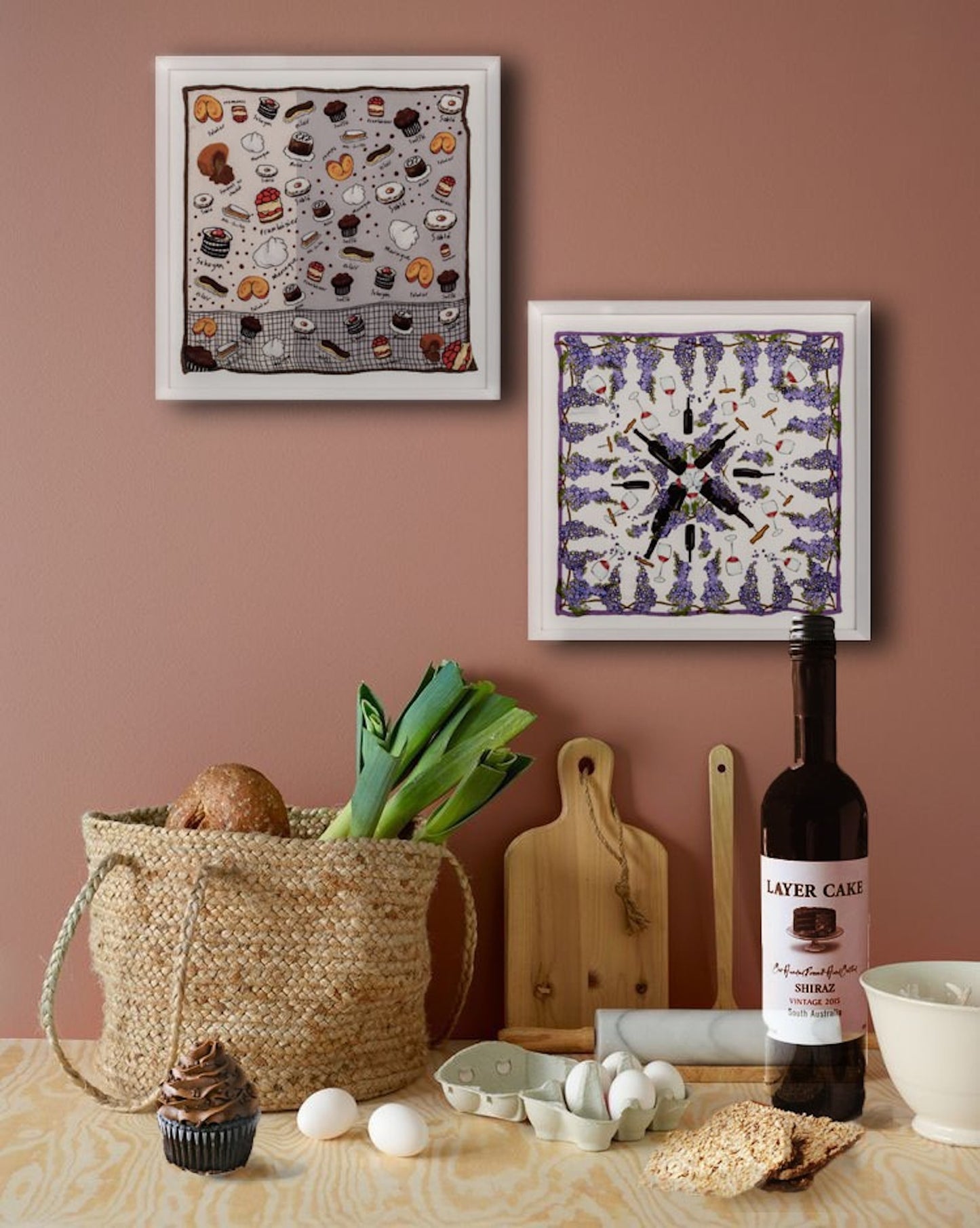 French Bordeaux Wines Framed Silk Scarf