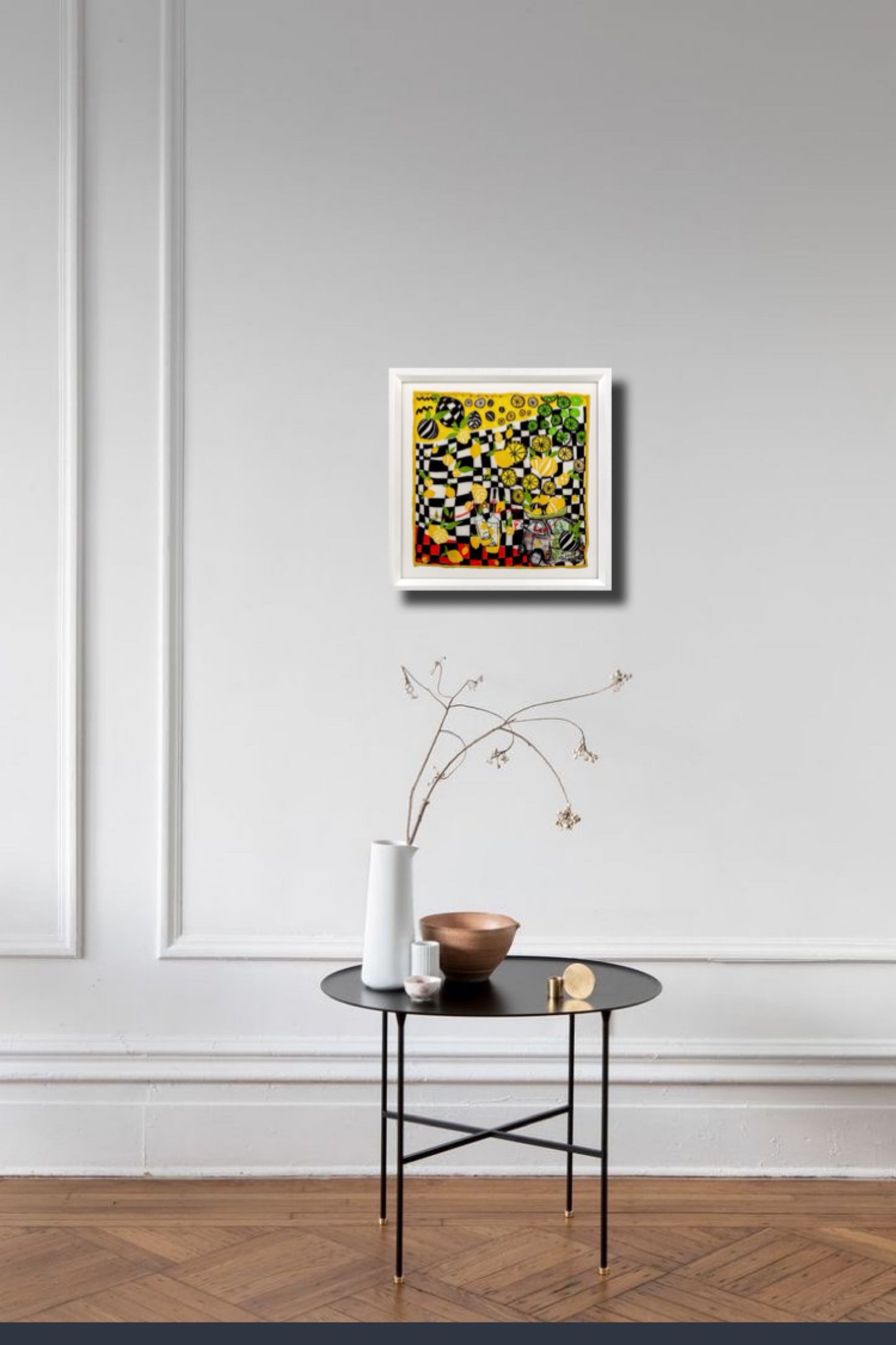 Limoncello White Framed Silk Scarf