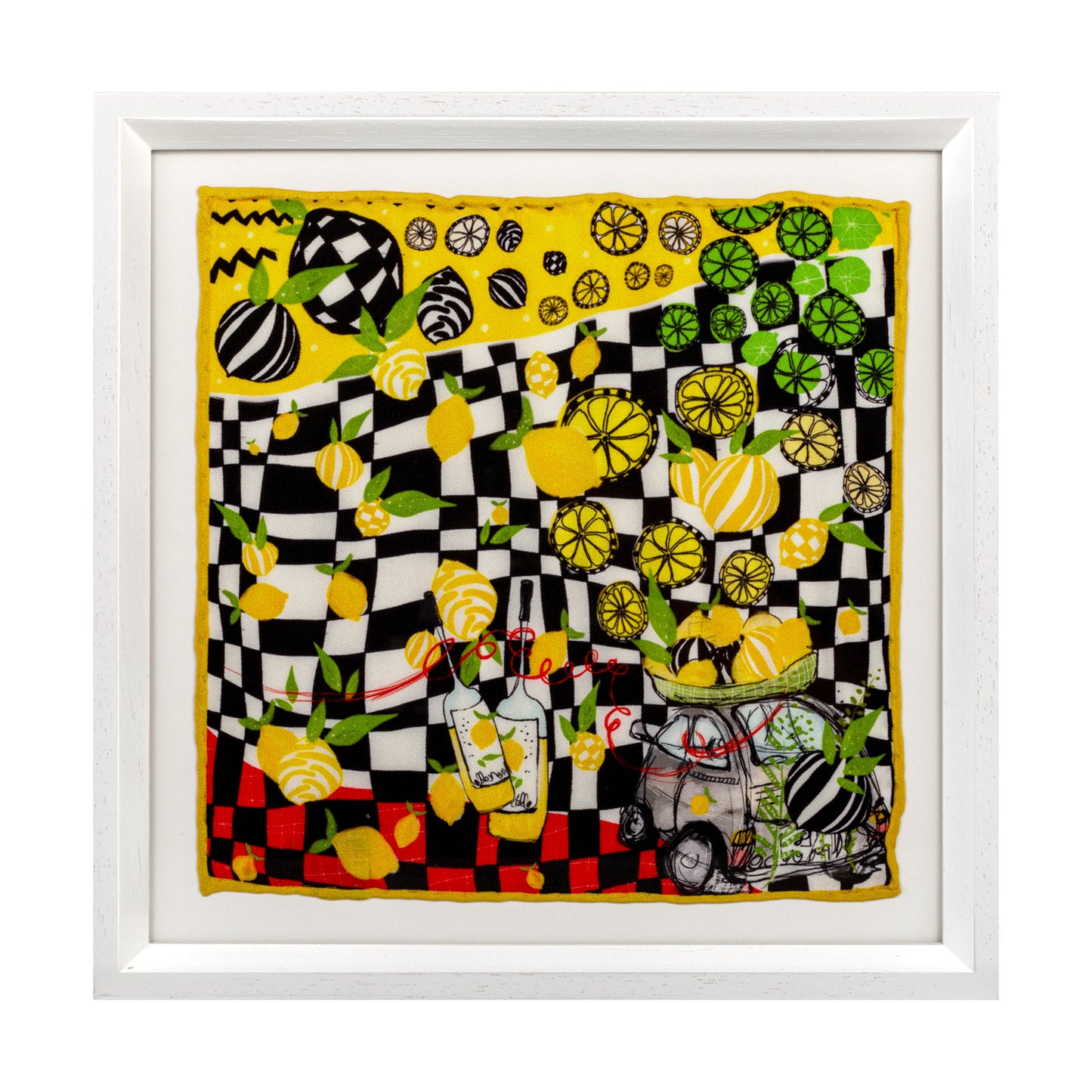 Limoncello White Framed Silk Scarf