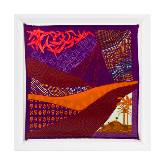 The Ghan Purple Australia White Framed Silk Scarf