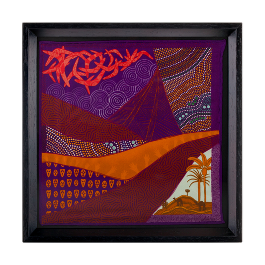 The Ghan Purple Australia Black Framed Silk Scarf