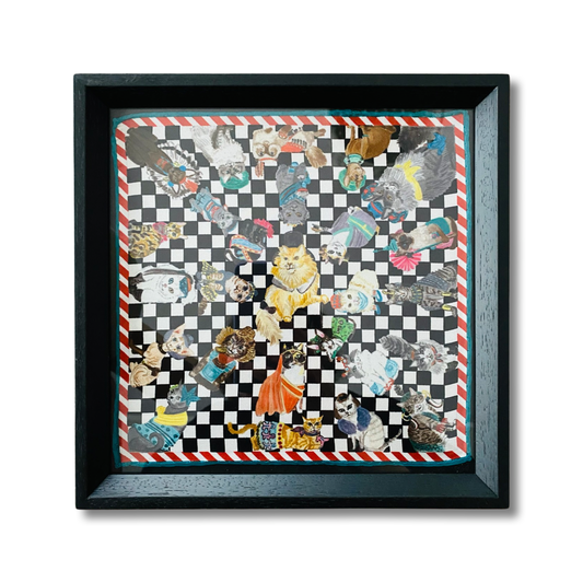 African Tabby Black Framed Silk Scarf
