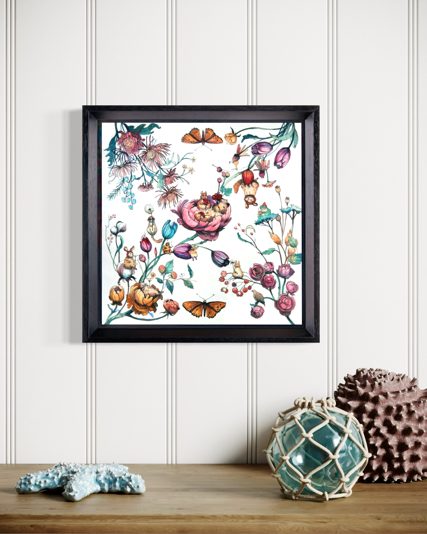 Tales of Flowers Silk Interior Wooden Wall Decor
