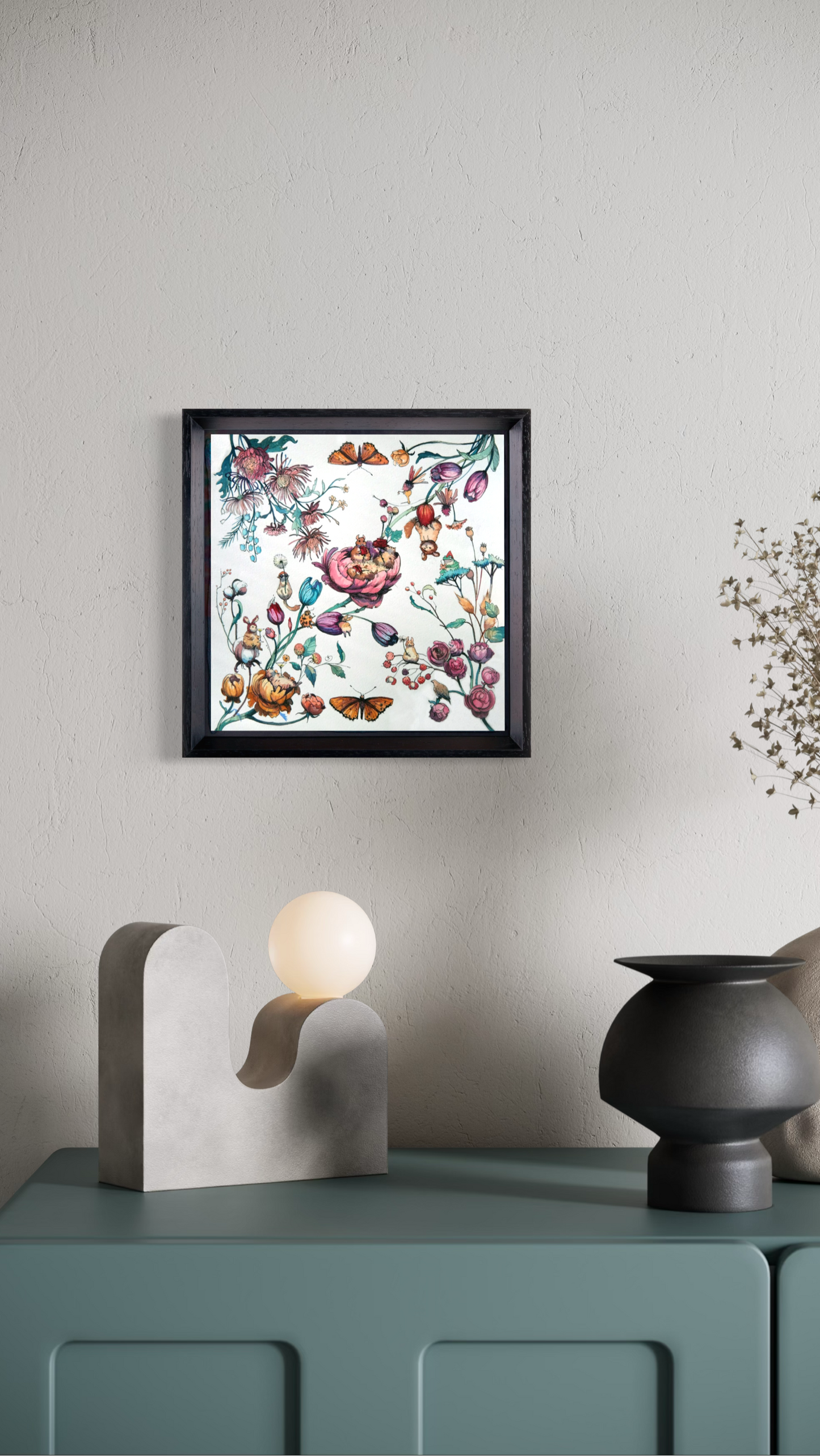 Tales of Flowers Silk Interior Wooden Wall Decor