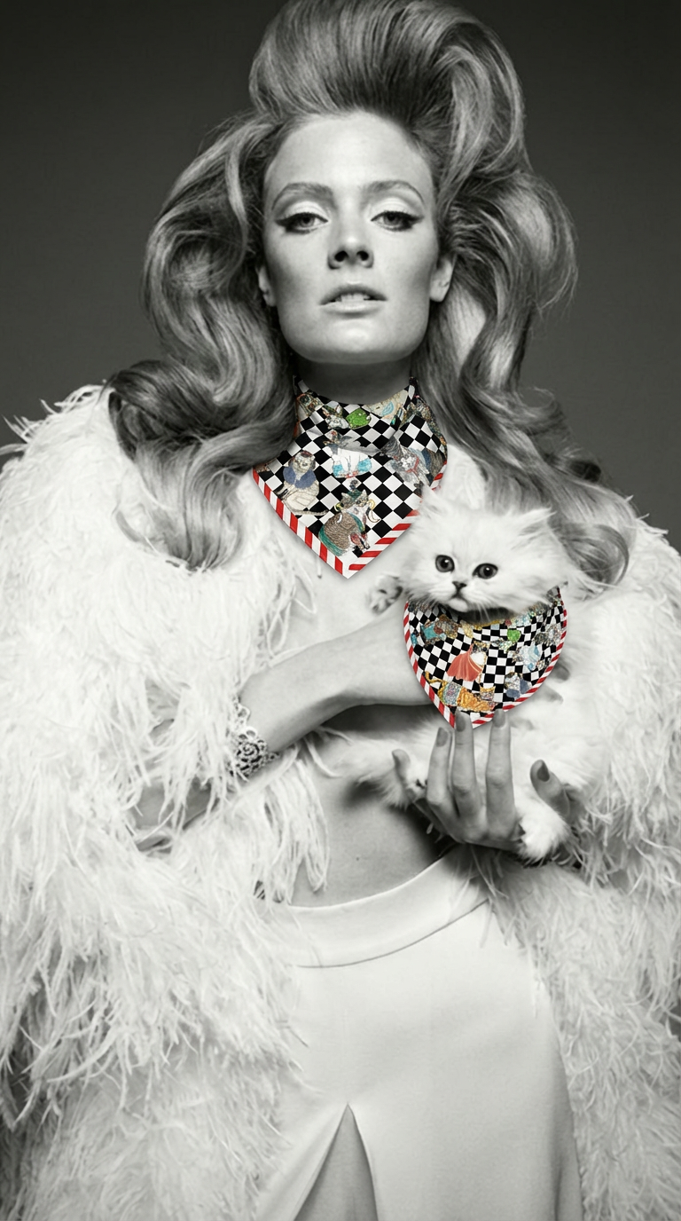 Kediler Aşkına Damalı Pamuk Fular