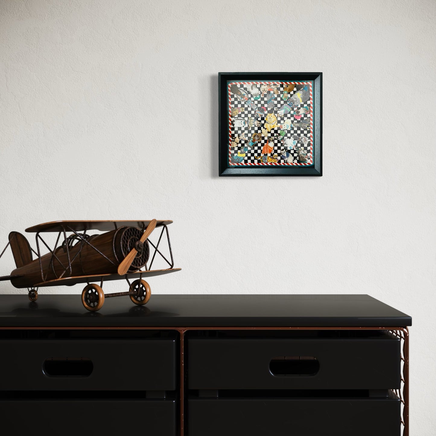 African Tabby Black Framed Silk Scarf