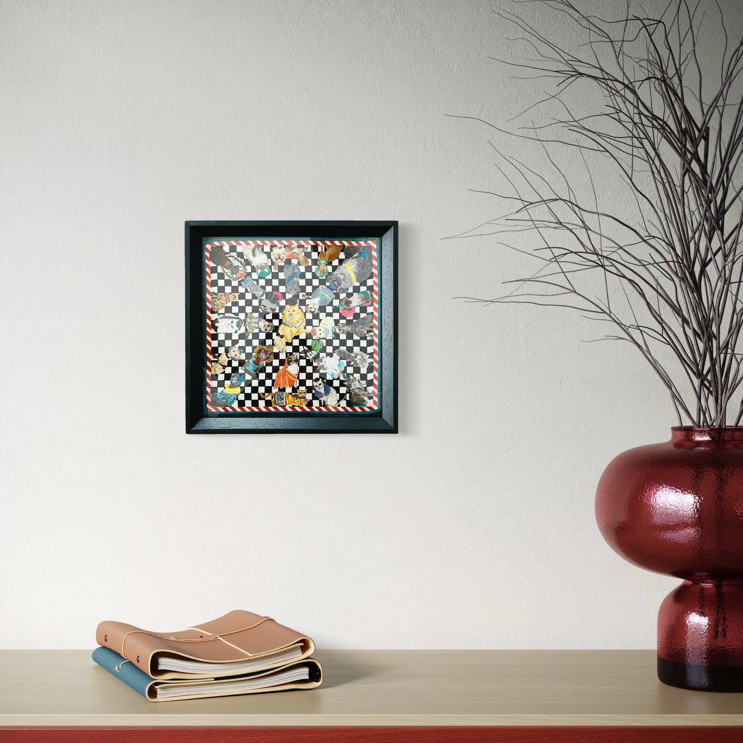 African Tabby Black Framed Silk Scarf