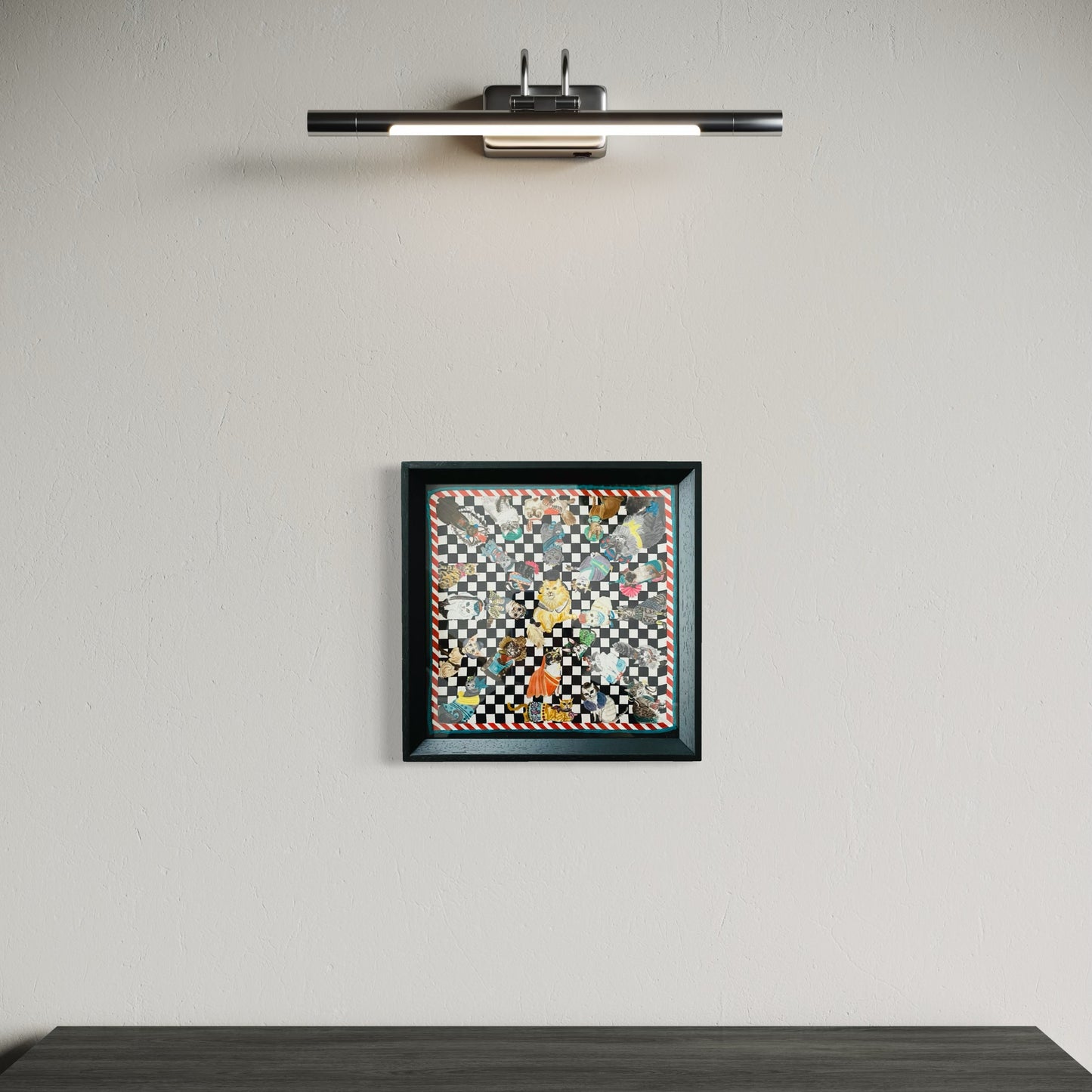 African Tabby Black Framed Silk Scarf
