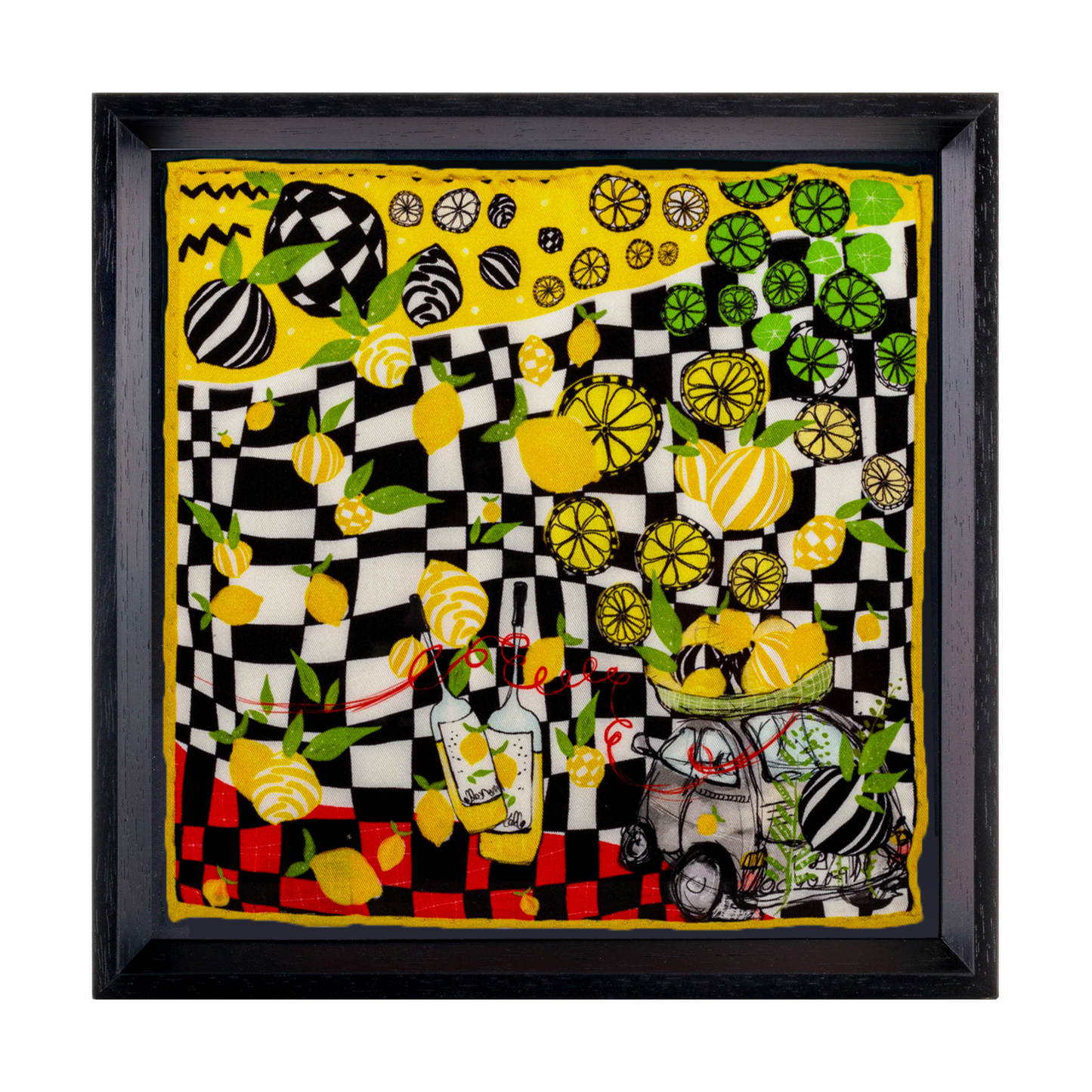 Limoncello Black Framed Silk Scarf