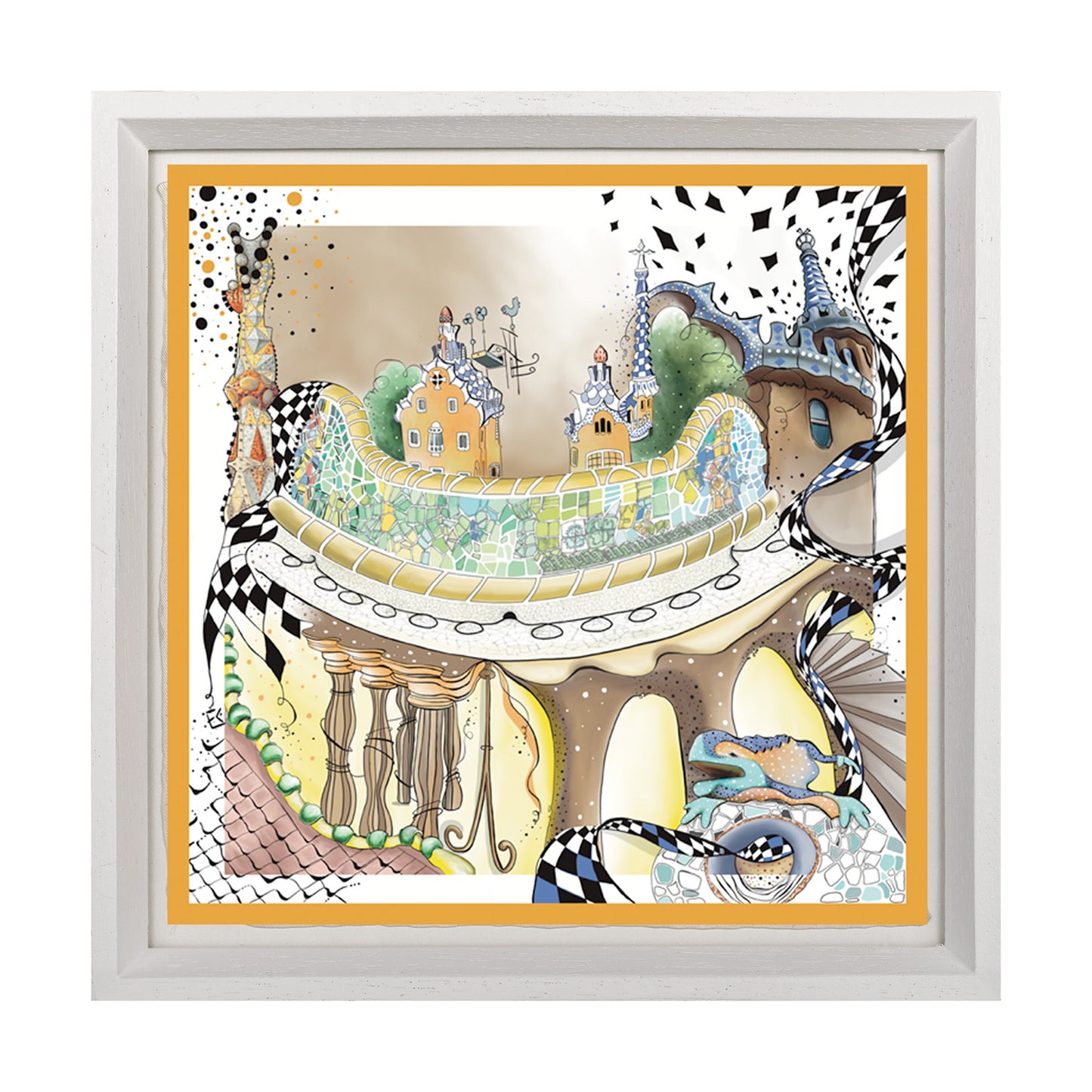 Colesseum Italy Black Framed Silk Scarf