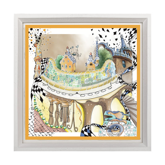 Colesseum Italy Black Framed Silk Scarf