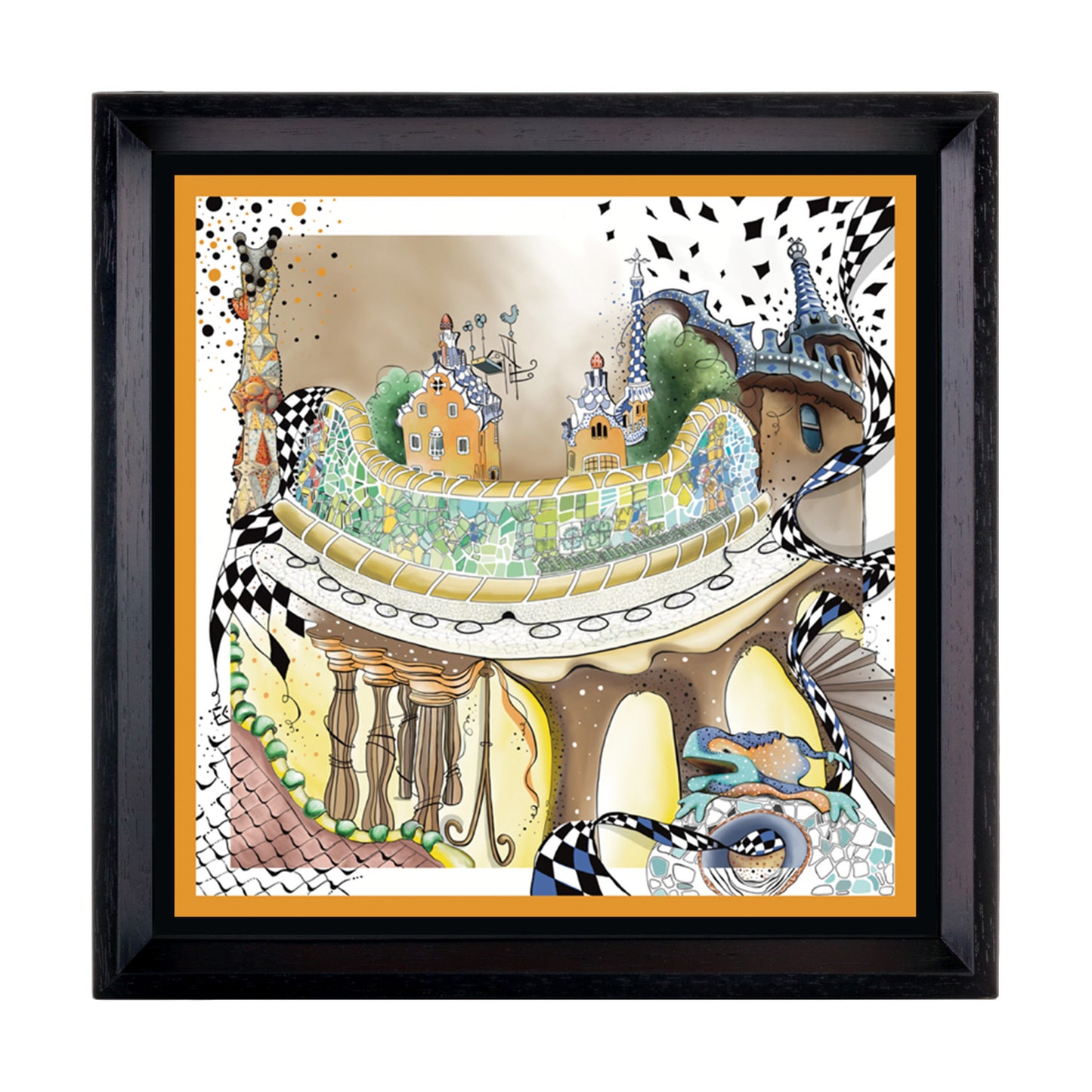 Colesseum Italy Black Framed Silk Scarf