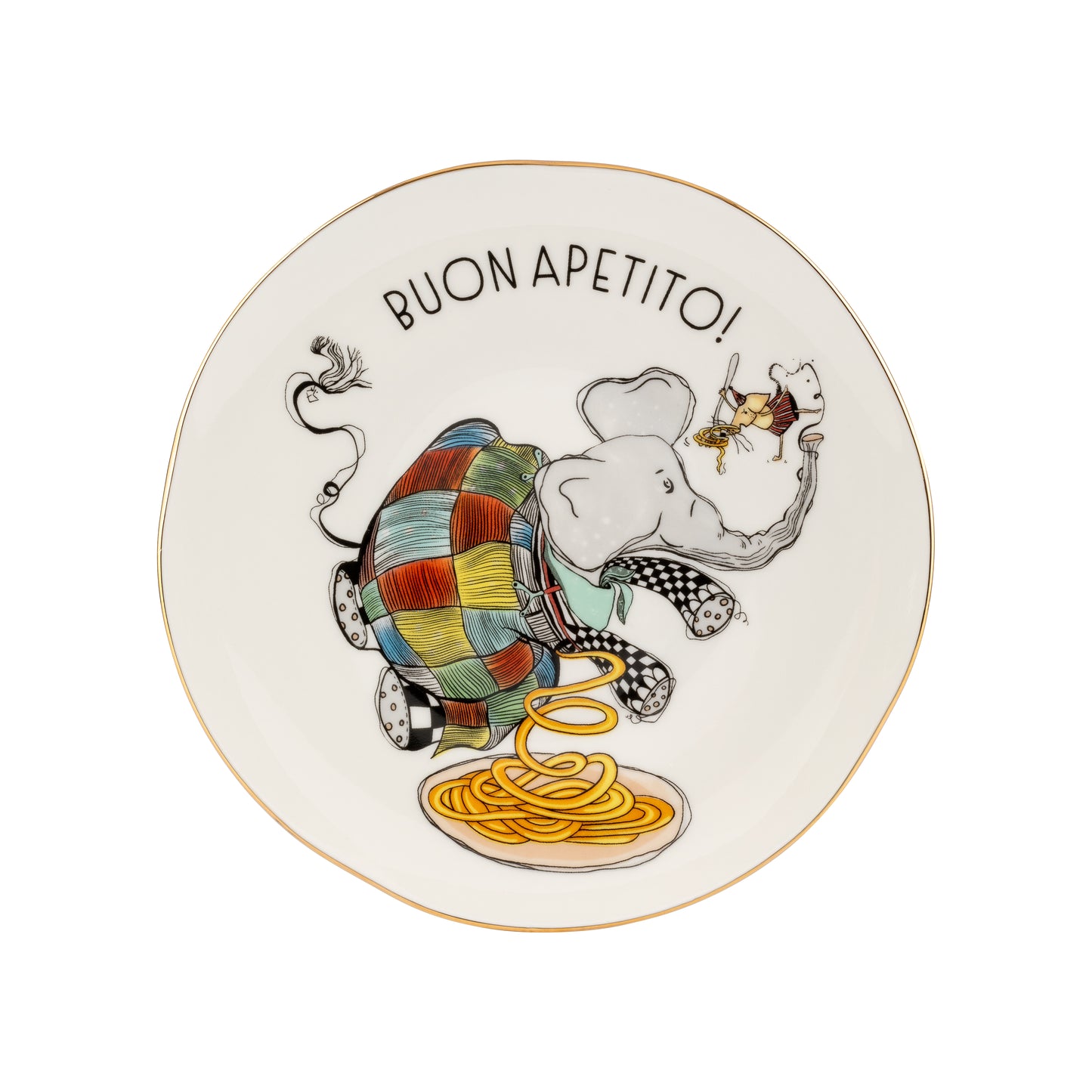 Mamma Mia Altın Kaplama Porselen 4'lü Tabak Seti