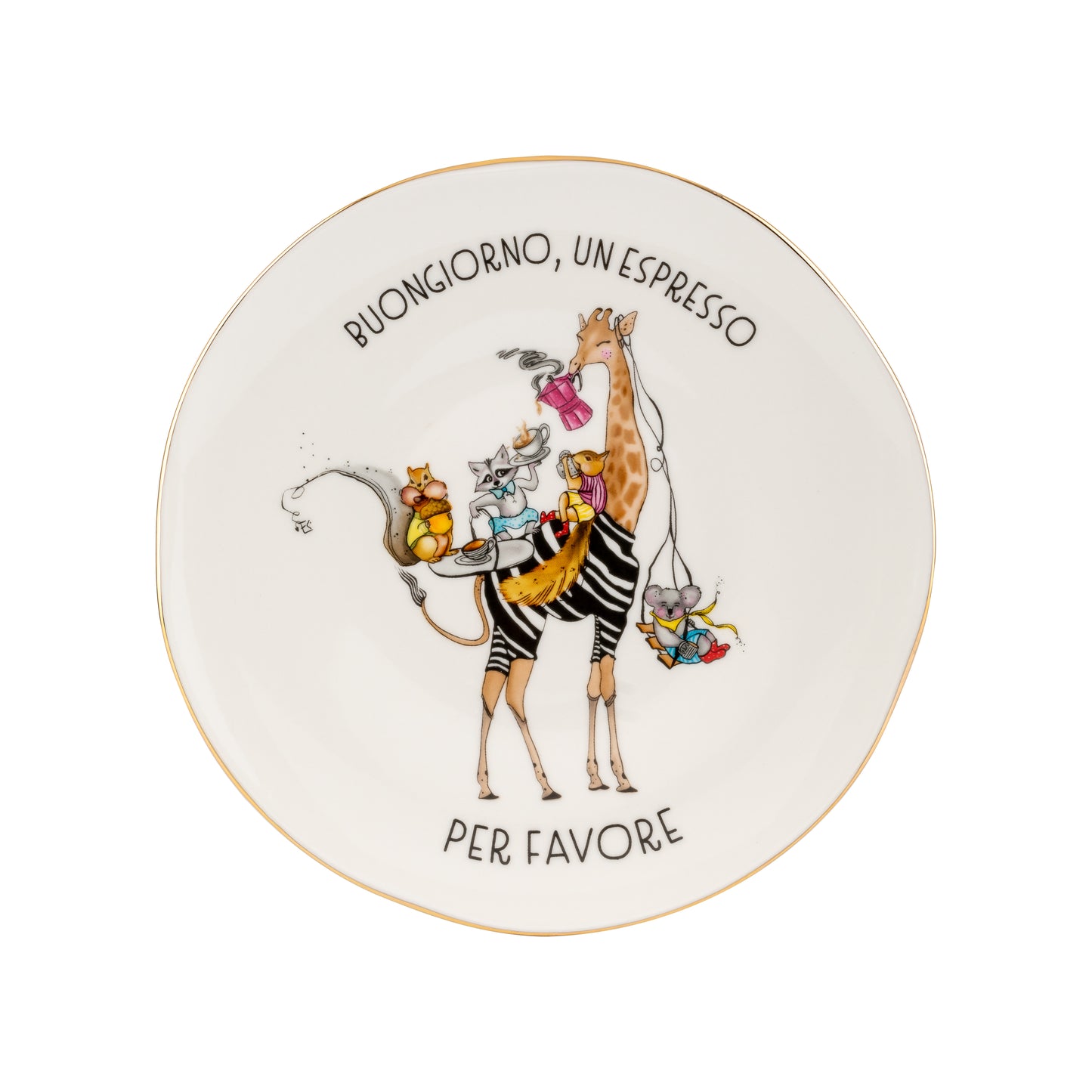 Mamma Mia Altın Kaplama Porselen 4'lü Tabak Seti