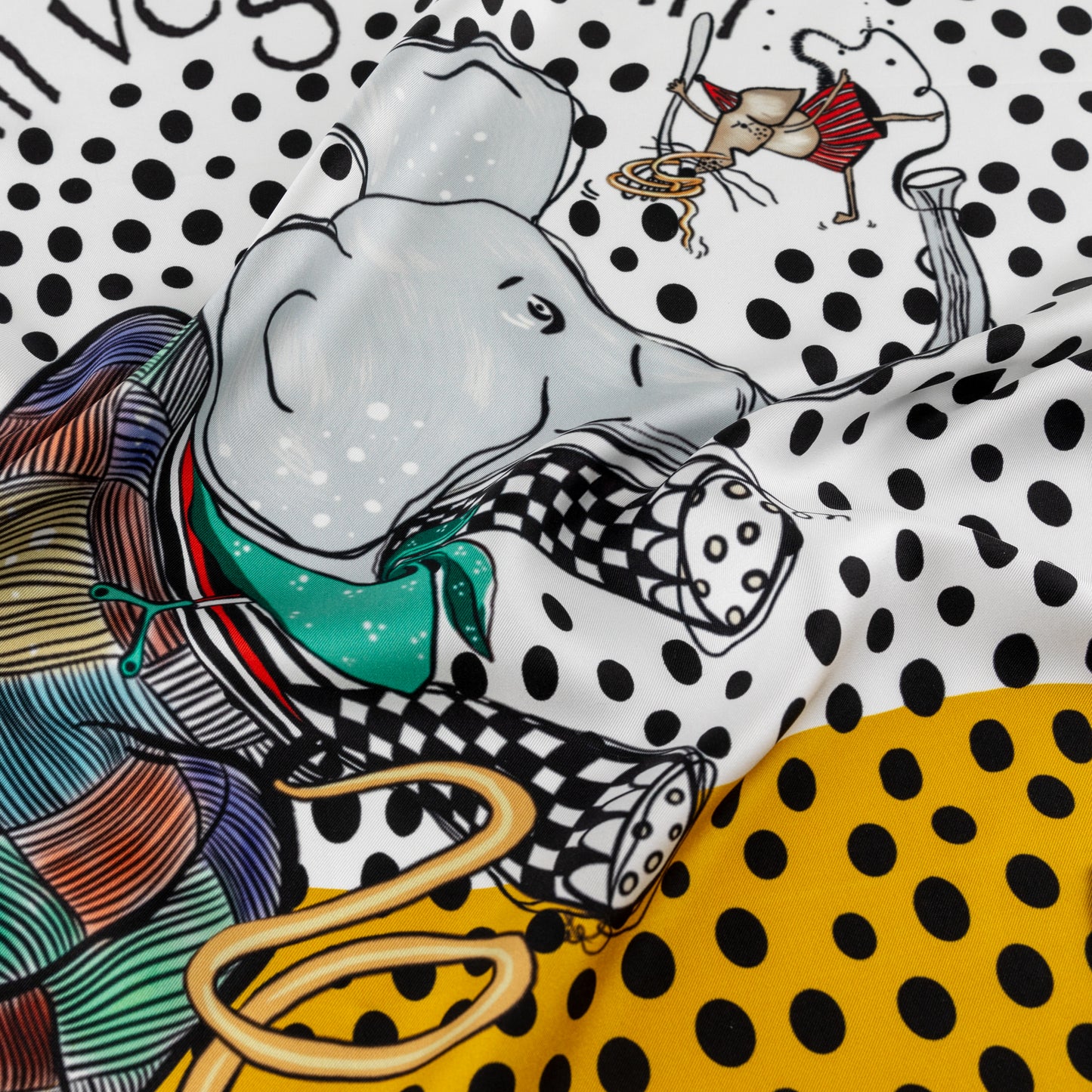 Vegetarian Elephant and Mouse Silk Scarf