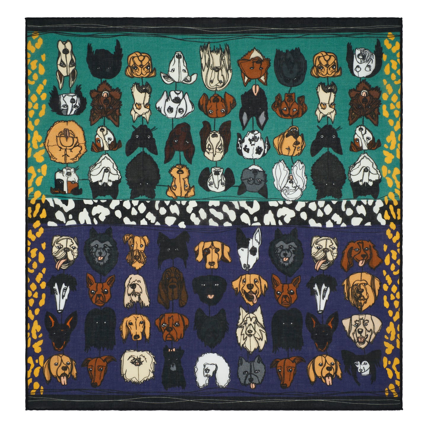 Green and Purple Dog Pattern Cotton Scarf