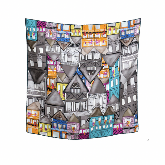 Fransa Alsace Evleri İpek Fular