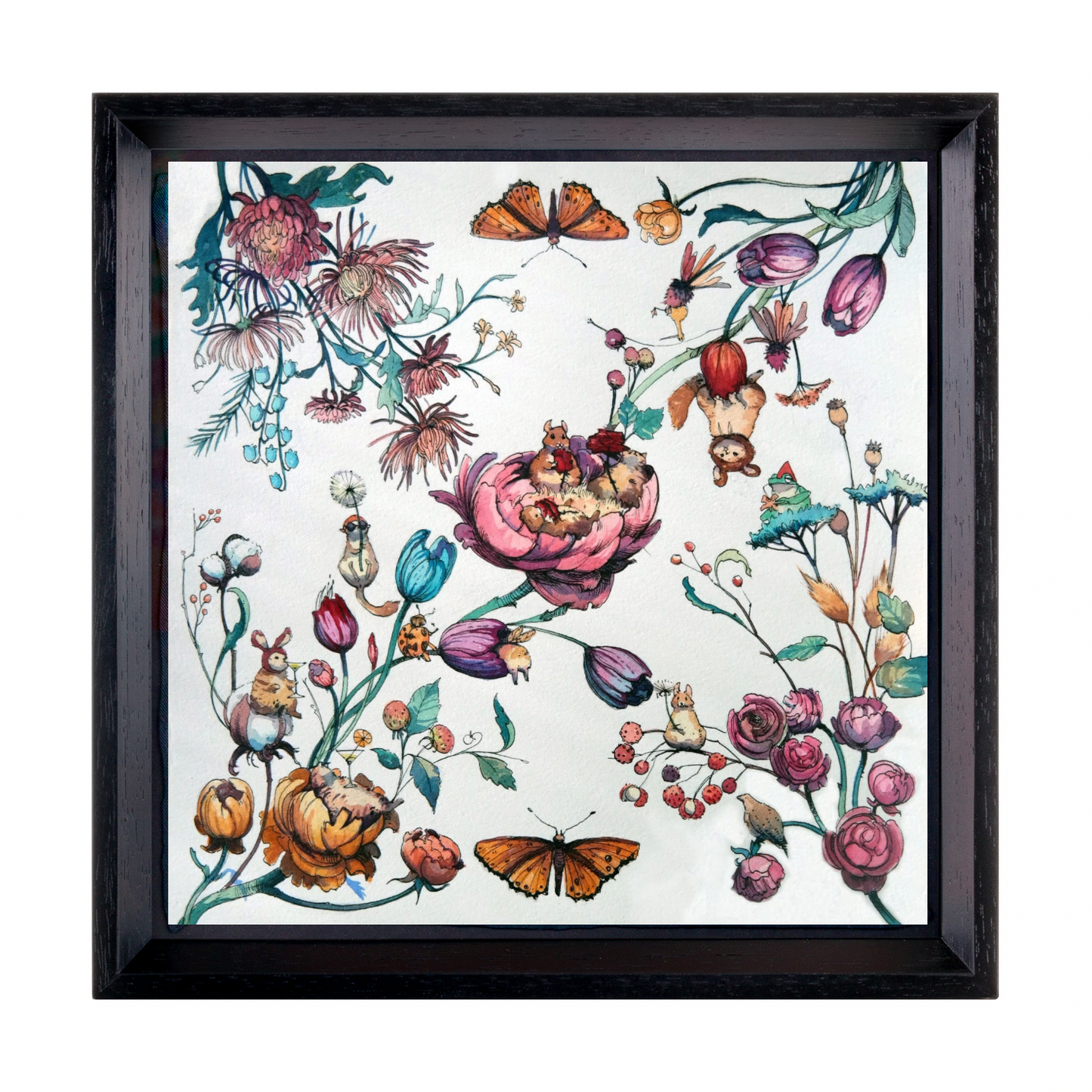 Tales of Flowers Silk Interior Wooden Wall Decor