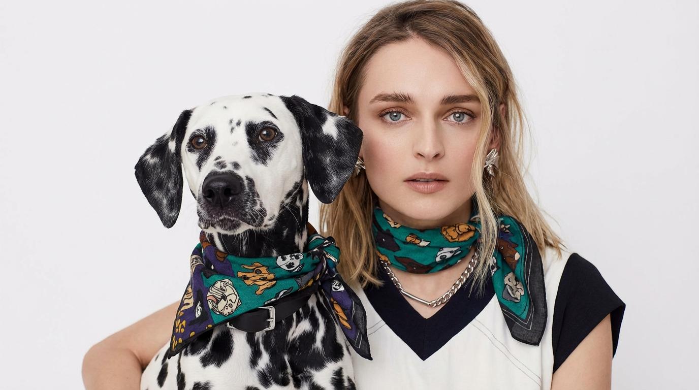 Forever With My Dog - Çift Renkli Pamuk Fular