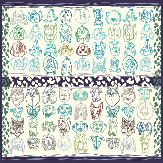 White Dog Patterned Cotton Scarf